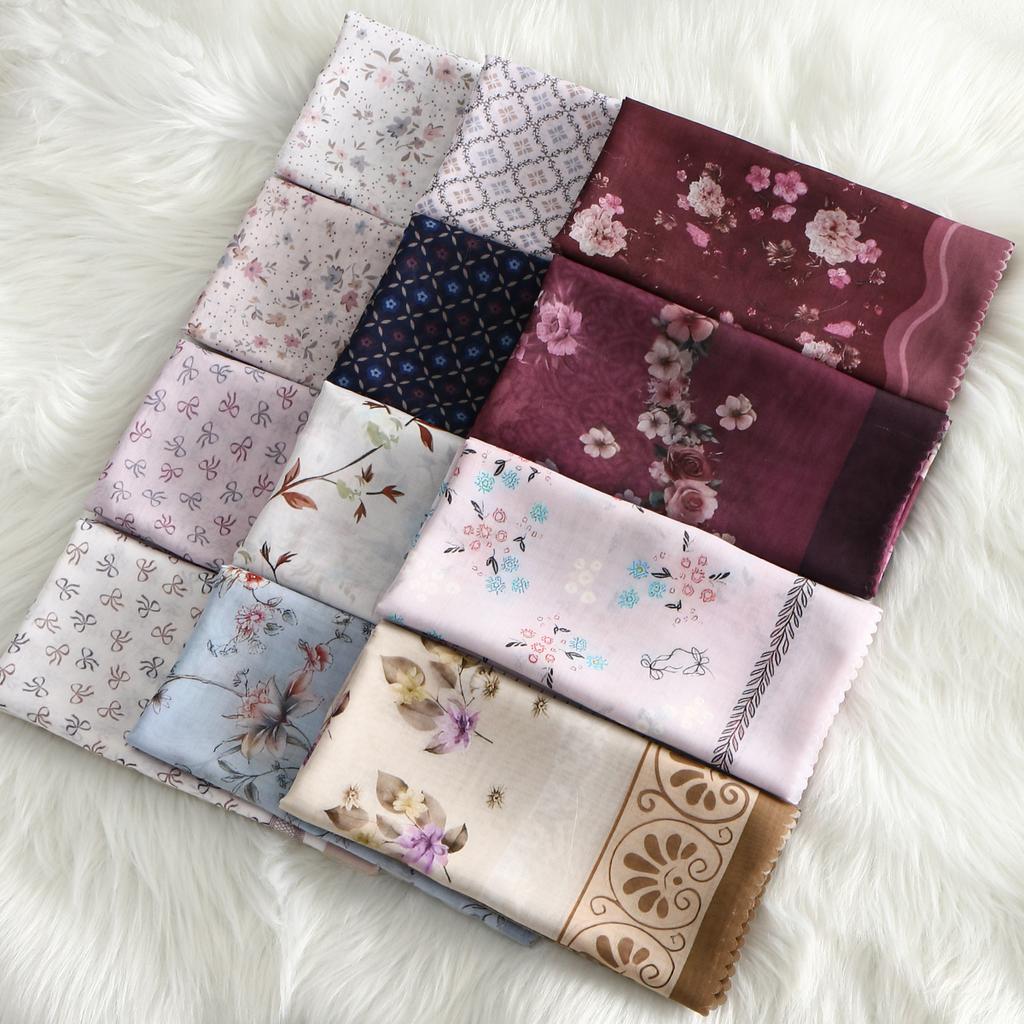Blumenmuster Wellen Viskose Quadratisches Tuch Muslimische Hijabs Baumwoll Kopftuch Damenmode Malaysia Taschentuch Foulard 110*110cm