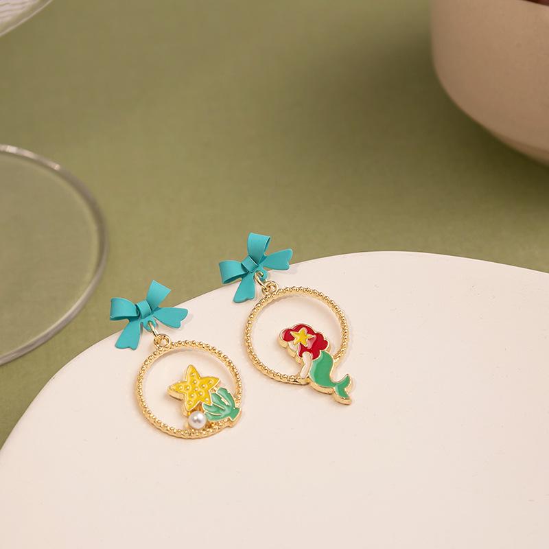 Silver Needle Bow Princess Mermaid Witch Lolita Earrings
