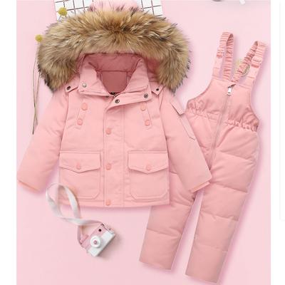 Kinder Daunenjacke Anzug 1-6 Jahre alt Verdickter warmer Skianzug Zweiteiliger Anzug