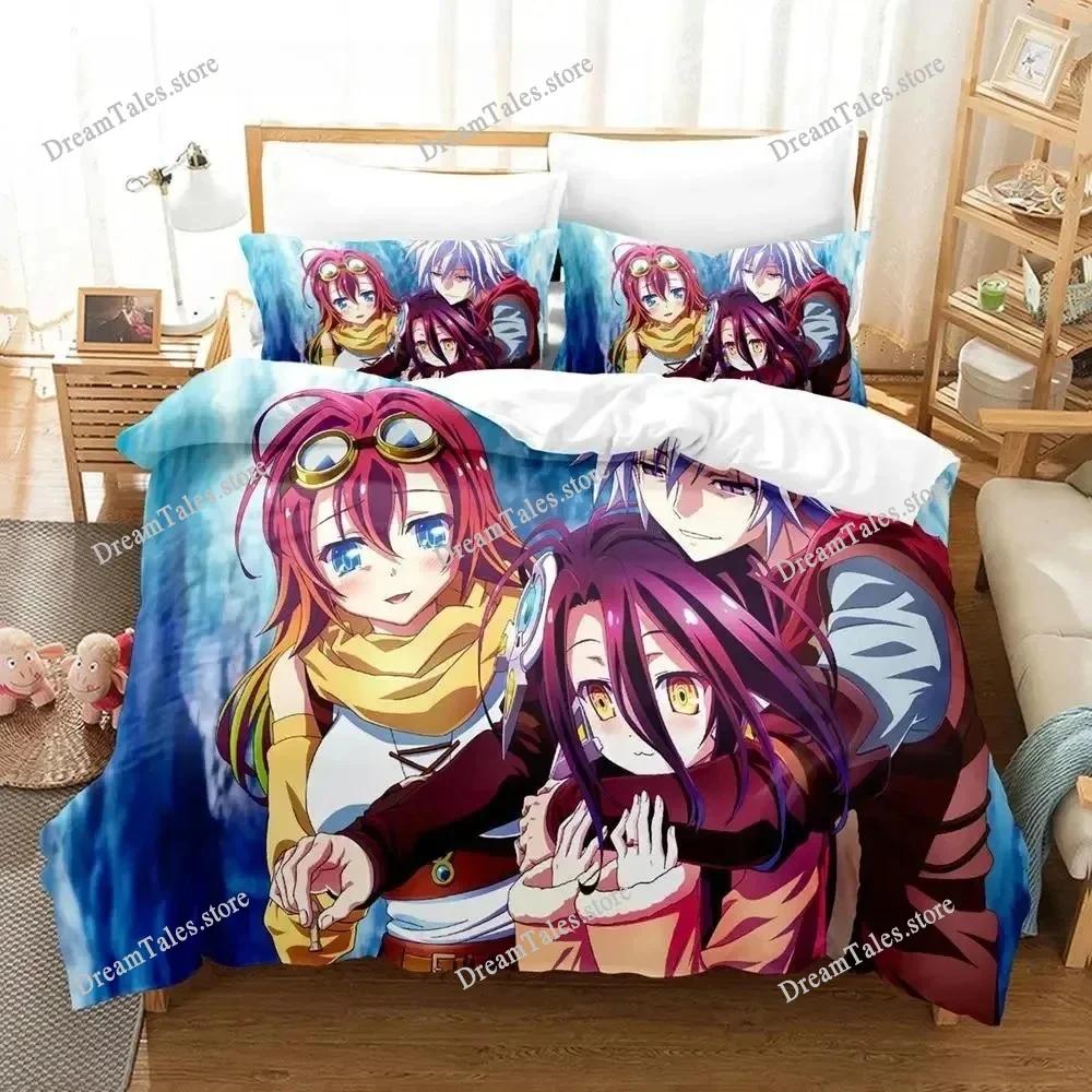 New No Game No Life Bedding Set Single Twin Full Queen King Size Bed Set Adult Kid Bedroom Duvet Cover Sets 3D Print Game Anime