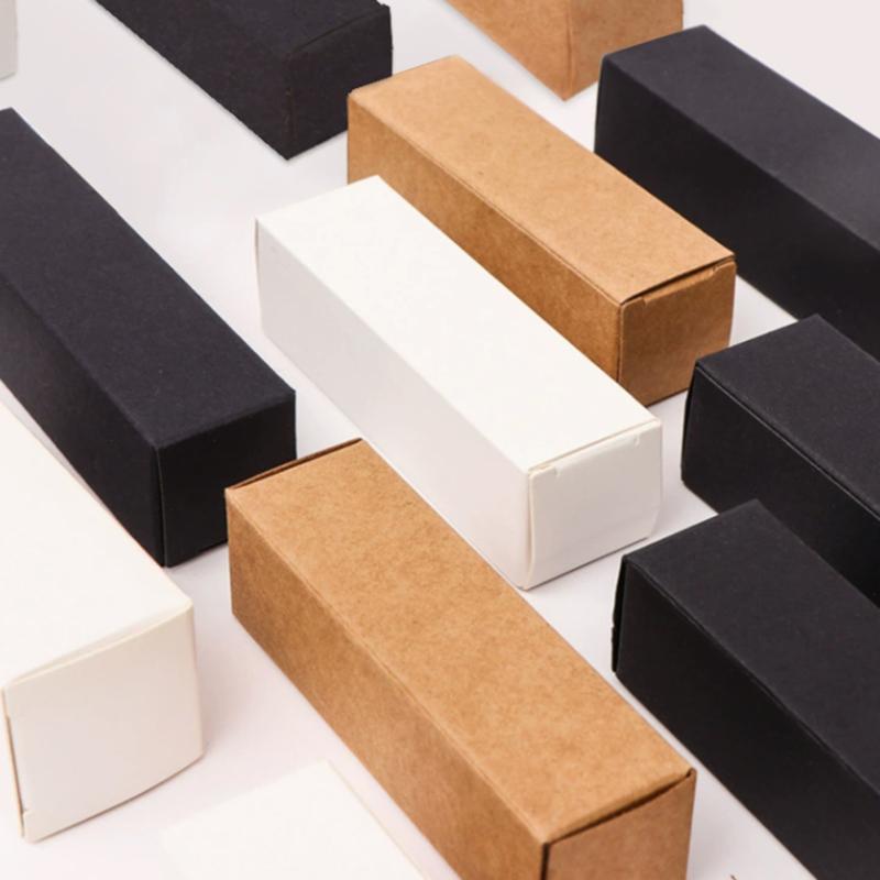 10Pcs Essential Oil Bottle Packaging Box White Black Kraft Paper Tube Cardboard Boxes Lipstick Perfume Box Blank Cosmetic Box