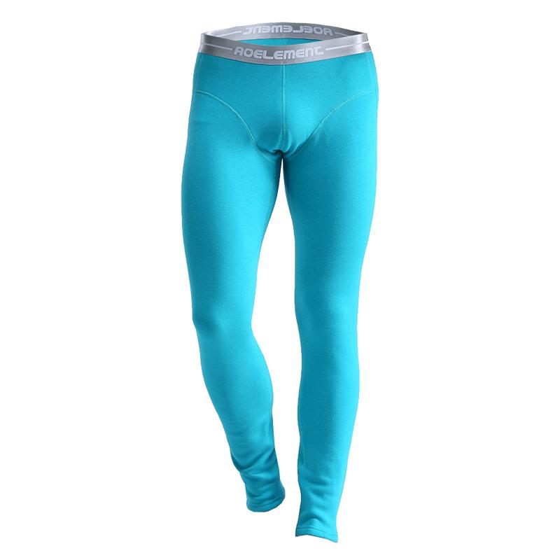 Aoyuan Men's Thickened Plus Velvet One-Piece Slim Leggings, Autumn/Winter Youth Cotton Warm Pants