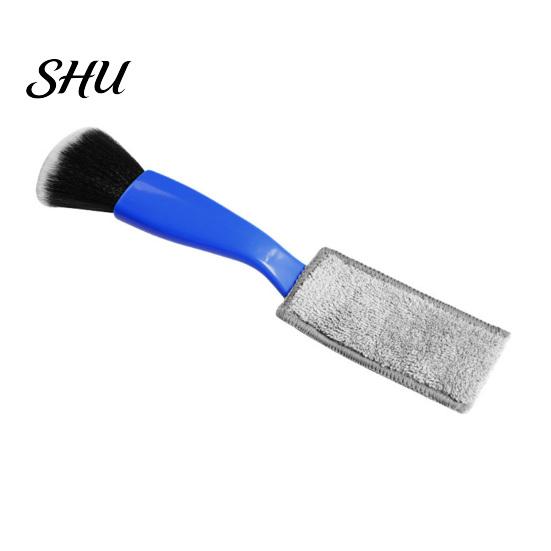 Long-term Use Car Brush Cleaning 2-in-1 Soft Bristles Portable Efficient Good Elasticity Anti-deform Arced Handle Comfortable Grip Bristle