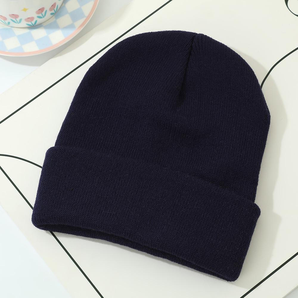 Korean Style Acrylic Knit Hat: Simple, Warm, Versatile Wool Hat with Ear Protection for Autumn and Winter