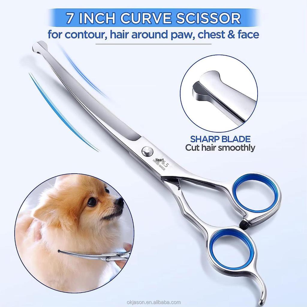 6.5-inch Pet Grooming Set: 4-Piece Baby Head Scissors & Fine-Tooth Comb