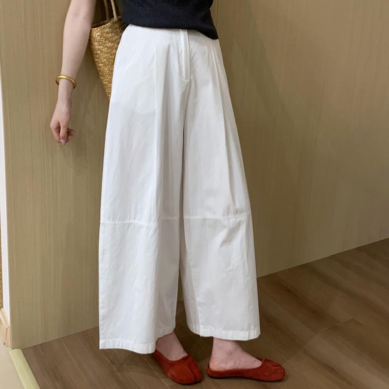 

Classic Style Elastic Waist Casual Pants - Summer Loose Fit in Pure White and Blue 3XL чистый белый