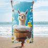 2D Flat Cute Alpaca & Little Duck Print Soft Multipurpose Beach Towel For Beach Vacation Pool Gift For Alpaca Lovers