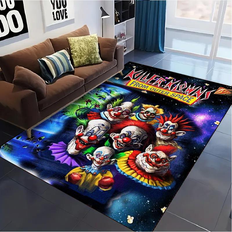 Killer Clown Horror Carpet Rug for Living Room Bedroom Home Sofa Decoration,Kids play Non-slip Floor Mat