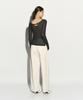 RE RHEE Semi-Sheer Round Neck Top