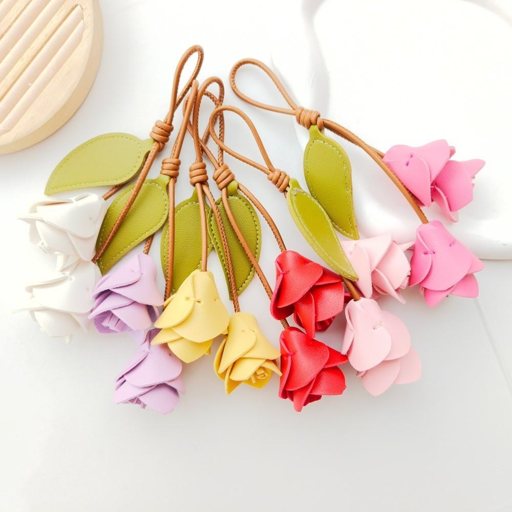 Fashion Pu Leather Tulip Pendant Colorful Bag Charm Lovely Bag Decoration Women