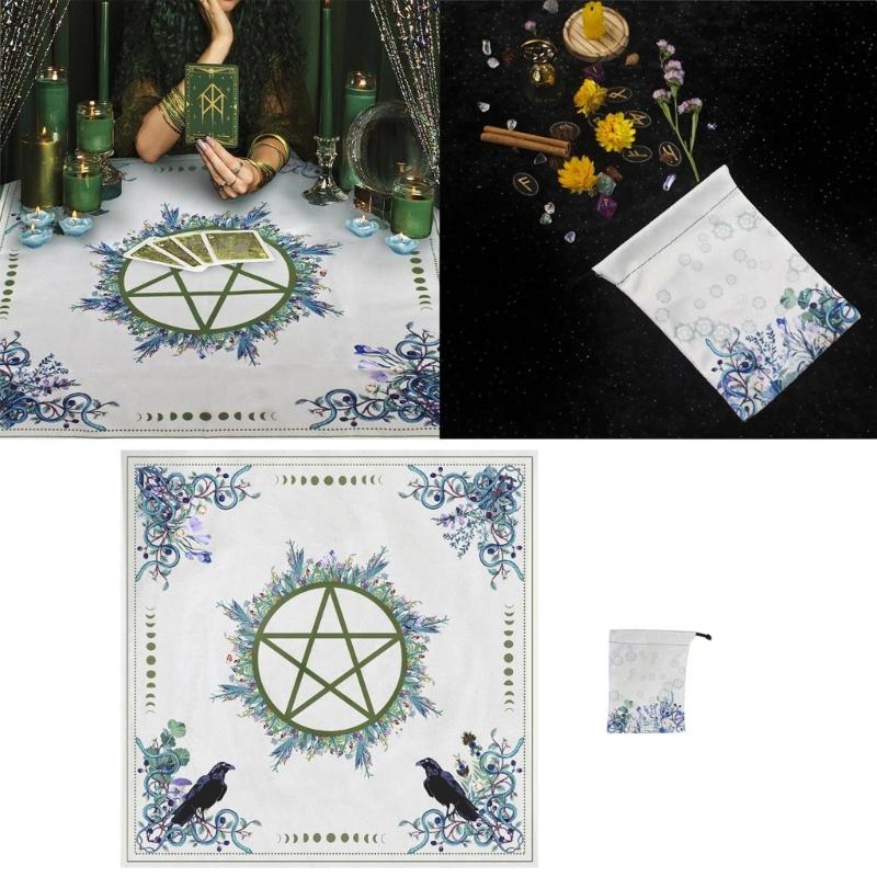 Luxurious Velvet Tarot Cards Table Cover with Pentagram Design