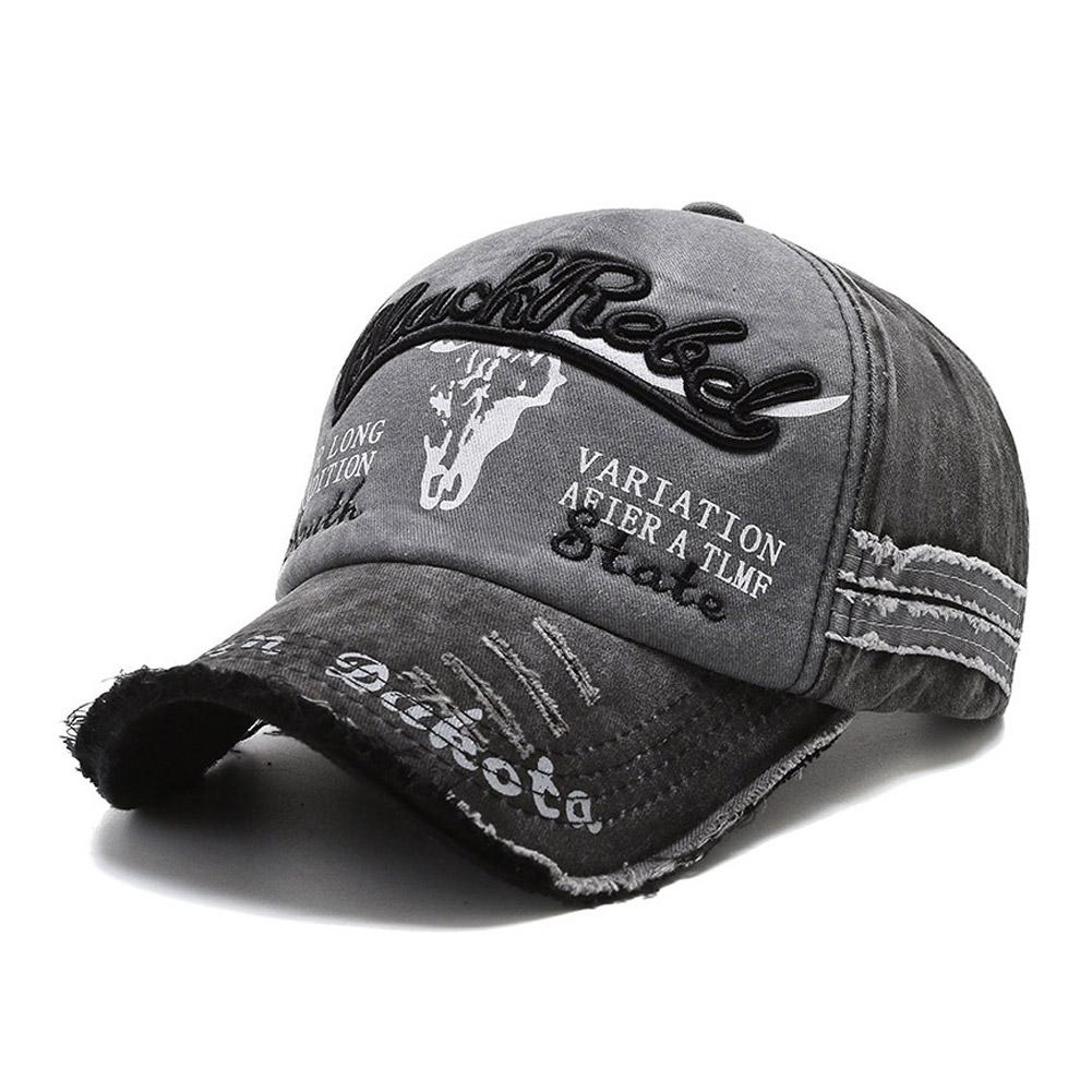 Retro Briefstickerei Baseballkappe für Herren Damen Patchwork Denim Hip-Hop Kappen Unisex Verstellbar Lässig Sonnenhut Trucker Caps