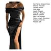 Bankettkleid Bandeau Schulterfrei Ärmellos Hoher Seitenschlitz Einfarbig Ausgehen Plissee Knöchellang Ballkleid Damenkleidung