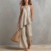 European Style Women Clothing Casual Round Neck Tank Set