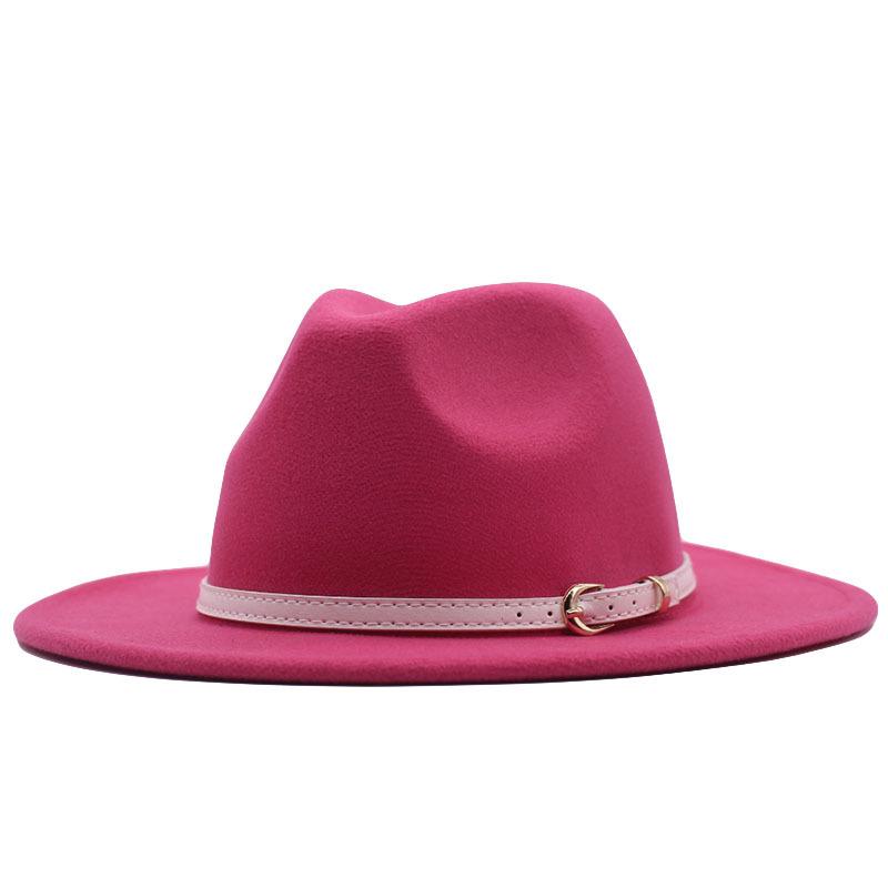 New spot European and American flat-brimmed felt jazz hat, British gentleman's retro woolen fashion felt hat