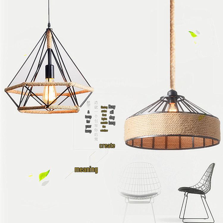Retro Industrial Hemp Rope Diamond Light for Restaurant, Cafe, Bar, and Loft