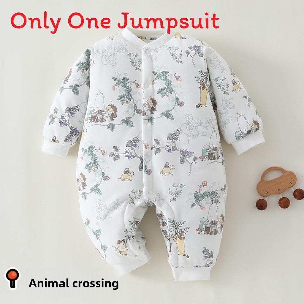 Baby Winter Cotton Romper With Thickened Insulated Fabric For Newborn Boys Girls