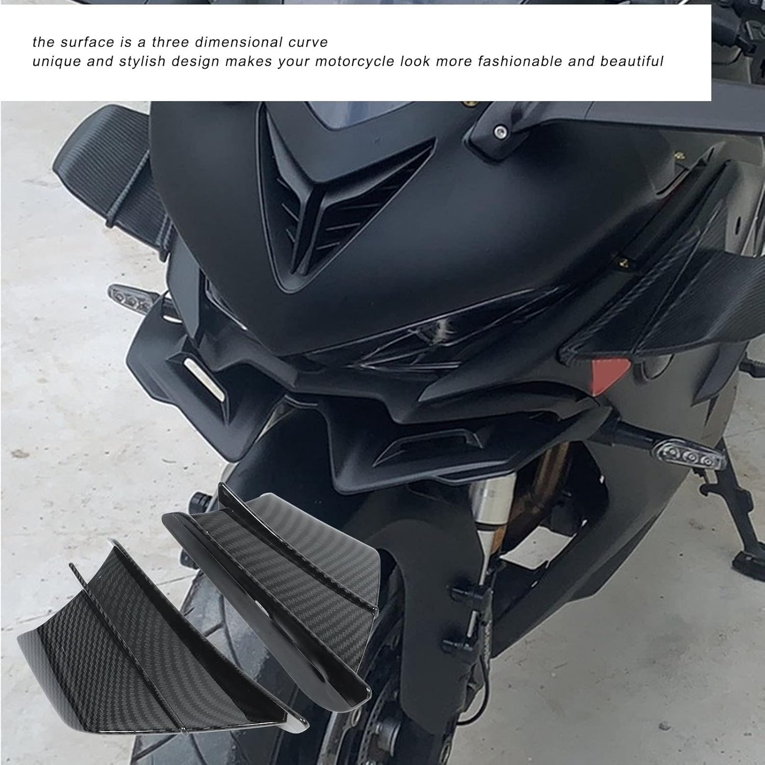 

Motorcycle Winglet, Universal ABS Aerodynamic Spoiler Wing with Adhesive Side Air Deflectors Motorcycle Fairing Winglets for YZF R3 R25 Z400 400 CBR