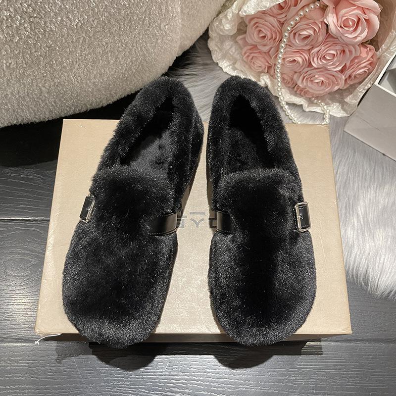 

Zi Xiaoxiangfeng s new Mao Mao shoes women s cotton shoes wear Doudou shoes with a soft-soled skirt autumn and winter 40 чёрный