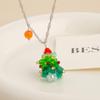 Festive Women's Christmas Tree Star Pendant Earrings & Necklace Set