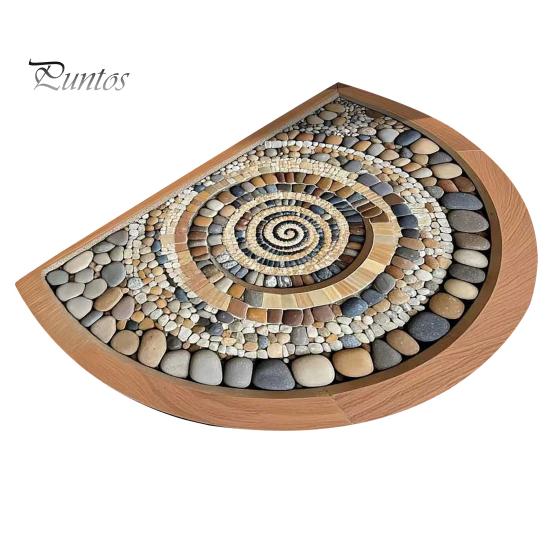 Optical Illusion Carpet Floor Mat Non-Slip Stable Design Fade-Resistant Absorbent 3D Artistic Rug Semicircle Living Room Bedroom Entryway Decorative