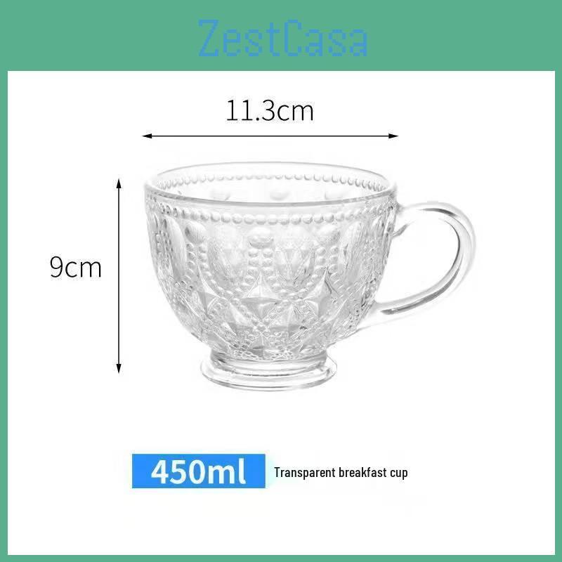Embossed Cup Breakfast Retro Glass