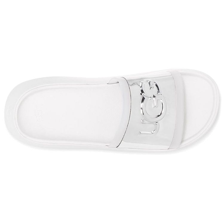 UGG Wygodne Lekkie Modne Sandały Damskie Obuwie Białe Srebrne 1109592-WHT