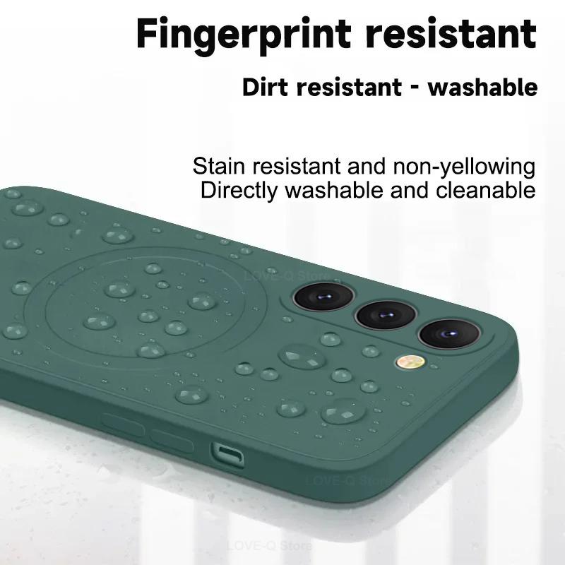 For Luxury Liquid Silicone Magnetic Case For Samsung Galaxy S24 S 24 S23 Ultra Plus S24Ultra For Magsafe Cases Wireless Charge Cover