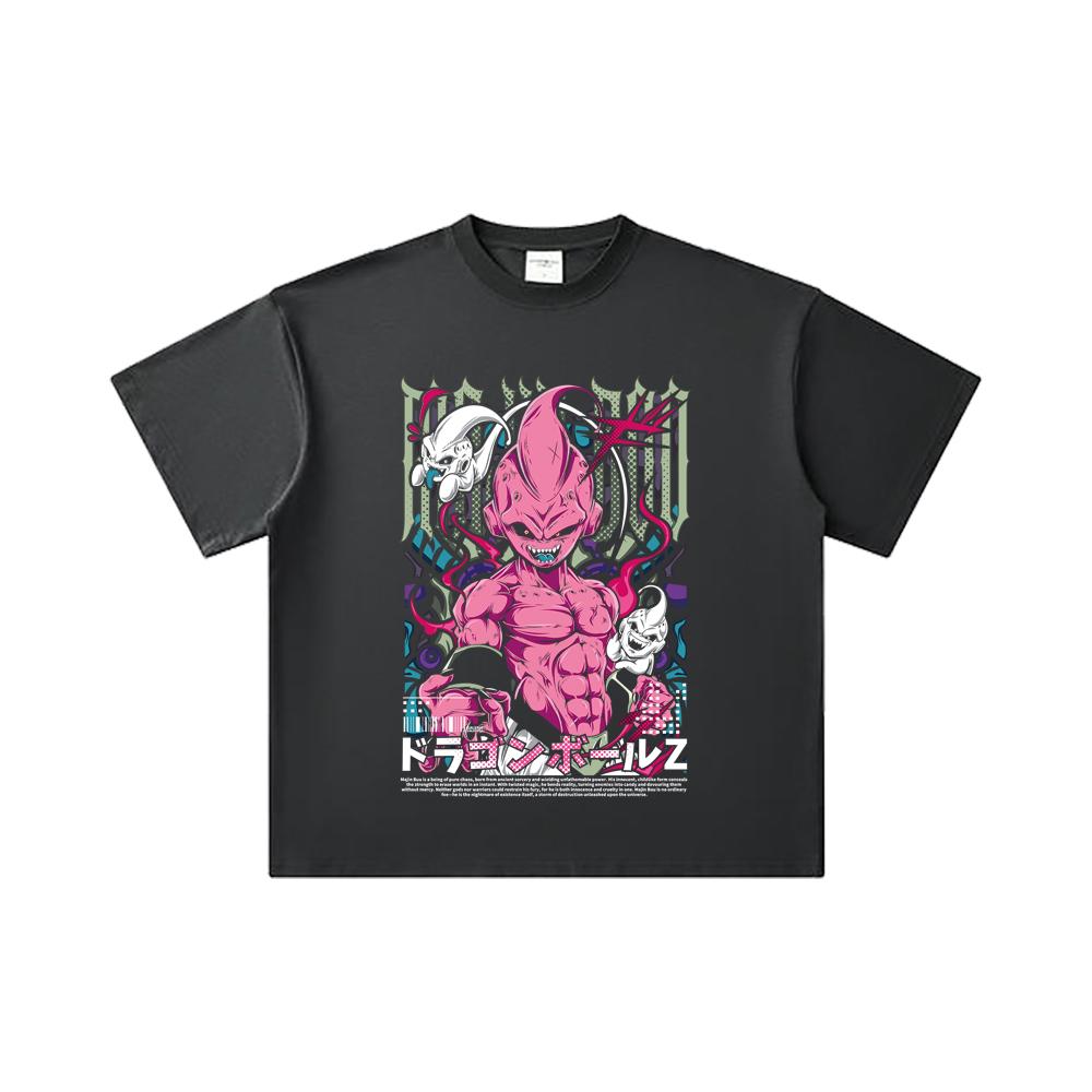 260 GSM Double Yarn 32 Count 100% Cotton Dragon Ball V67 Majin Buu Print Unisex Heavy Cotton T Shirt