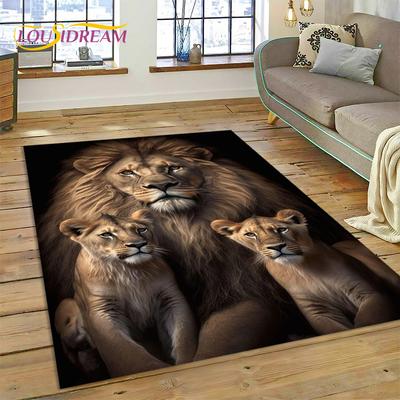 3D-Tier-Tiger-Löwe-Tier-Cartoon-Teppich-Teppich für Zuhause, Wohnzimmer, Schlafzimmer, Sofa, Fußmatte, Dekor, Kinderbereich, Teppich, rutschfeste Matte