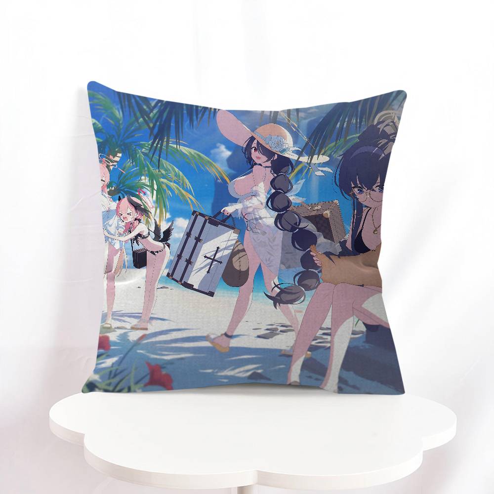 B-blue Archive Anime Throw Pillow Cover 45x45cm Soft Cozy Cotton Outdoor Decorative Pillowcase Covers With Zipper For Couch