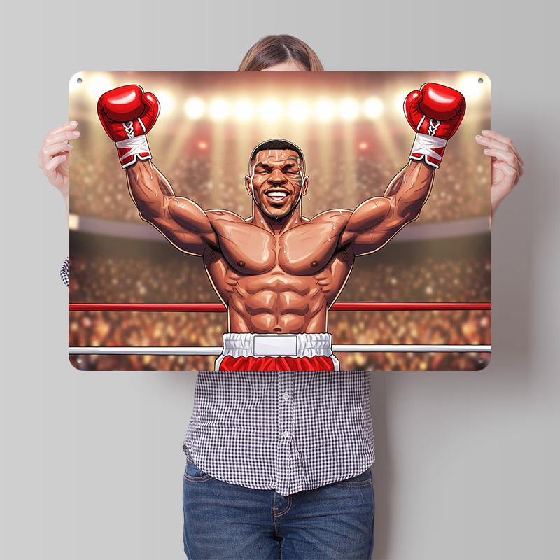 Mike Tyson Victory Celebration Cartoon D Printed Texture Poster Personalized Wall Art Retro Metal Tin Signs for Decor Luxury