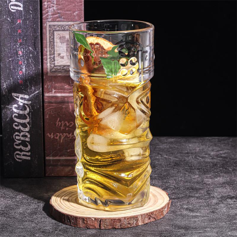 Creative Transparent Glass Hawaiian Tiki Cup, Unique Wine Glasses Bar Accessories Cocktail Glass, Juice Cold Drink Beer Glass