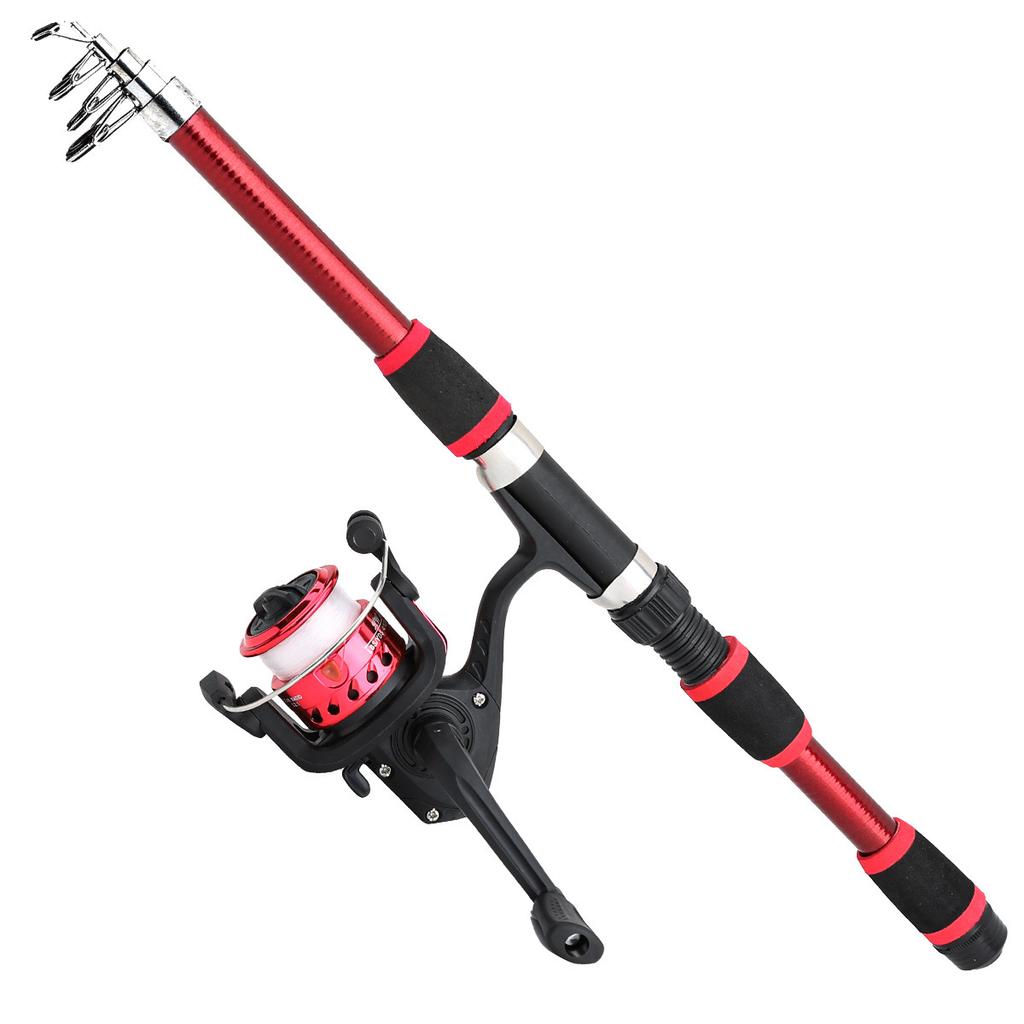 1.8M Spinning Fishing Rod and Reel Combo Telescopic Fishing Pole and Fishing Gear Set