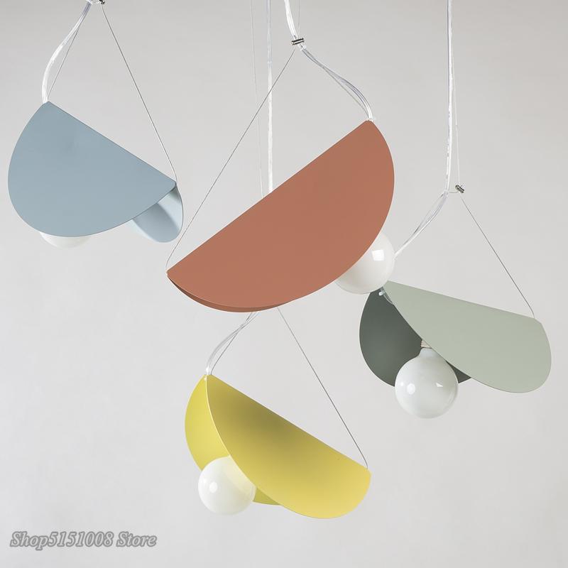 Lămpi moderne cu pandantiv cu LED Lămpi cu pandantiv din fier de culoare creativă nordică, geometrică, pentru sufragerie, dormitor, pentru decor camera copiilor
