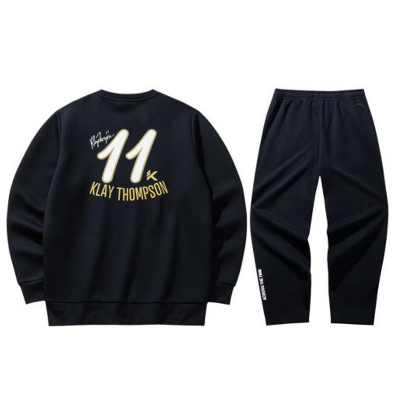 

Anta Round Neck Warm Pullover Casual Sports Suit Men suit Basic-Black 152441713S-4+952441305-3 XXXL