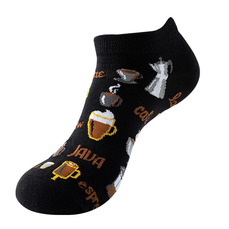 40 Style Fashion Colorful Short Socks Men Cotton Novelty Oil Painting Animals Food Avocado Casual Funny Ankle Sox