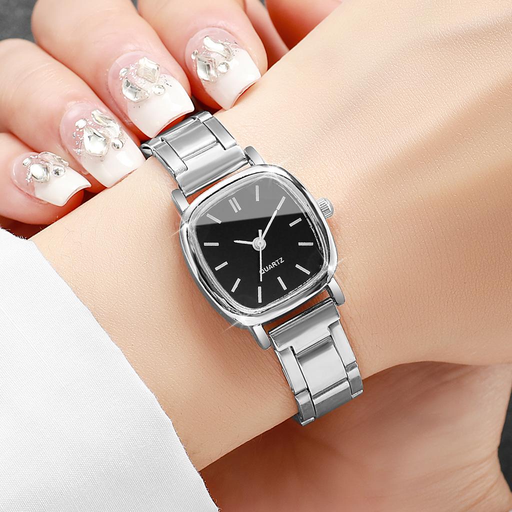 1pcs/set Women's Watch Fashion Style Trendy Simple Scale Square Small Dial Korean Edition Retro Versatile Quartz Watch No Box