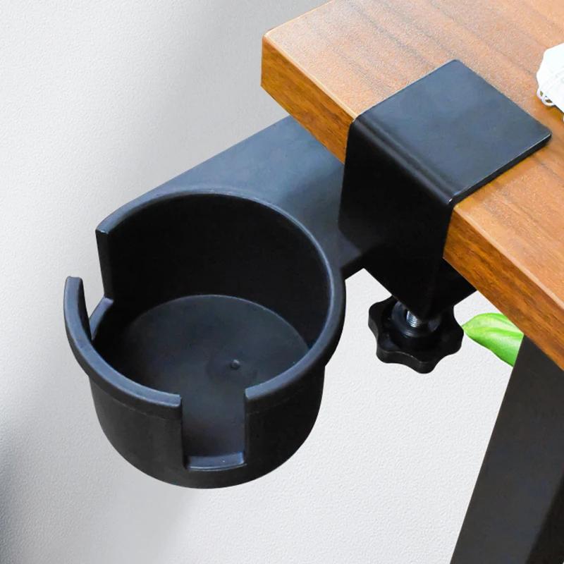 1PCS 180° Rotating Desk Cup Holder Table Universal Adjustable Pgraded Arm Clamp Nonslip Storage Rack Clip On Coffee Bottles