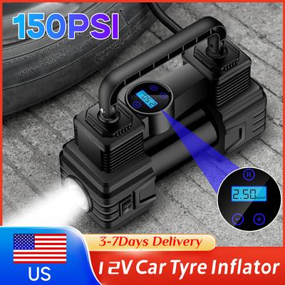 12V 150PSI Electric Tire Inflator High Precision Car Tire Pump with Pressure Gauge Light Auto Air Compressor for Car Motorcycle