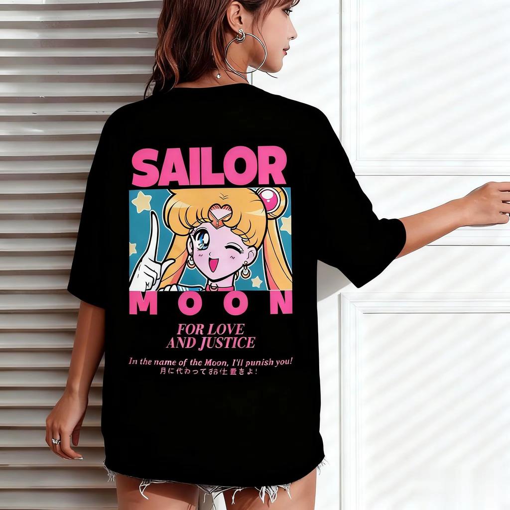 2026 Casual Streetwear Sailor Moon Unisex Women Tshirt Anime Print Short Sleeve Graphic Tee Kawaii Summer Fashion Y2k Clothes