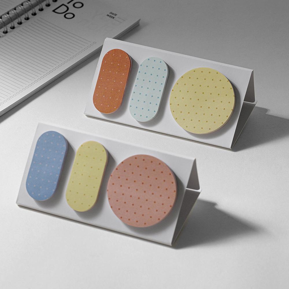 Calendar style sticky notes, polka dot geometric note stickers, office ledger decoration, classification index, sticky notes