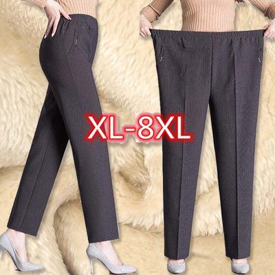 8XL Übergröße Freizeithose Damen Lang Weite Hose Hohe Taille Damen Winterhose Damen Stretchhose Lammvlies