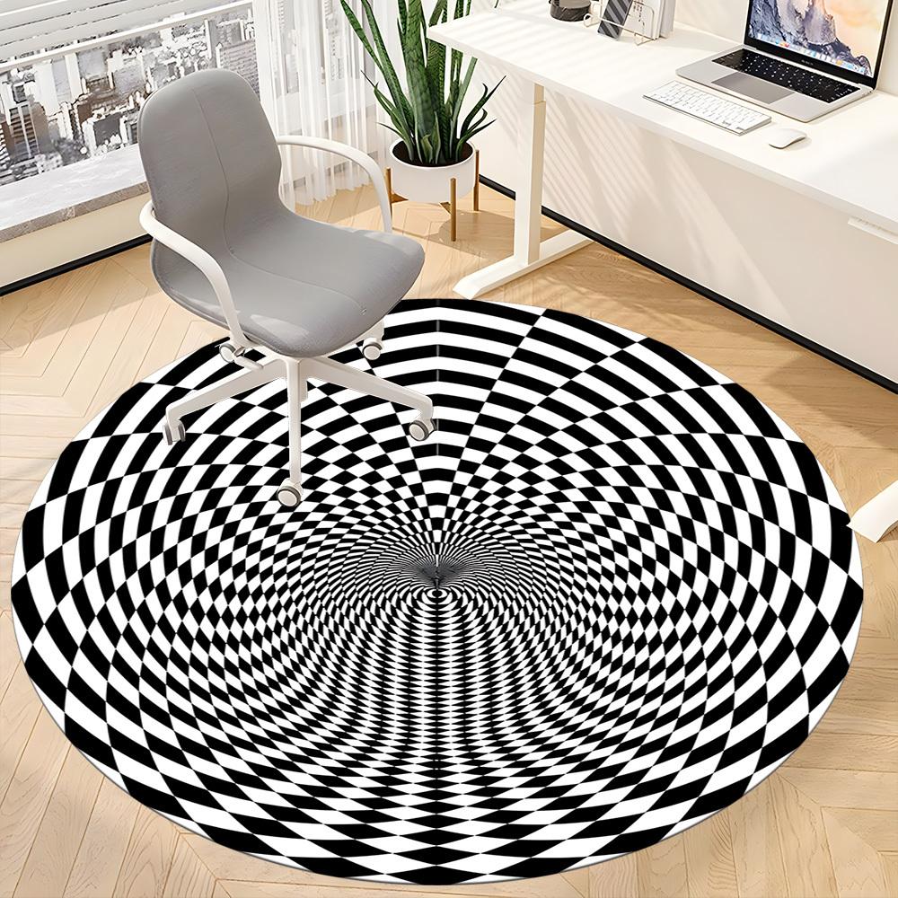 1pc Optical IllusionChair Carpet for Office, Indoor Non-Slip Washable Polyester Fiber Carpet, Mat For Office, Machine Washable