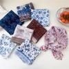 Cashew Small Square Scarf Floral Square Handkerchief Simple Cotton Linen Print Scarves  Outdoor
