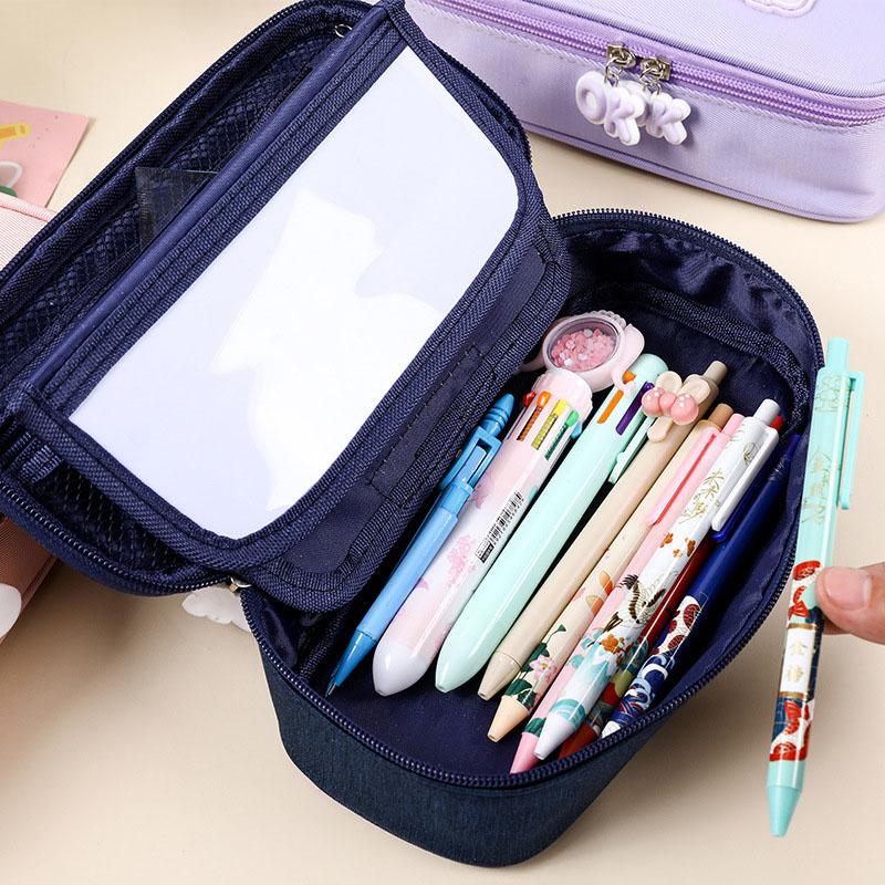 Durable Kawaii Stationery Large Capacity Canvas Pencil Case Good Selling School Supplies Customizable Size KOUZIO Brand Various