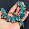 Collier Topaze Bleue Bijoux en Pierre Précieuse, Collier Cuivre Électroformé, Collier Chaîne Réglable Fait Main Cadeau Pour Femme Bijoux