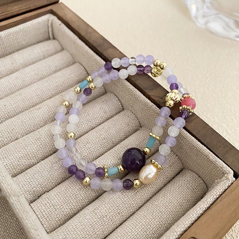 

Новый аметистовый двухслойный браслет из бусин Сочные виноградины для женщин - Легкая роскошь, Уникальный китайский стиль