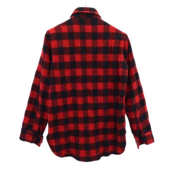 Woolrich 70s Vintage Wool Blend Check Pattern Long Sleeve Shirt S Reddish Men's Used