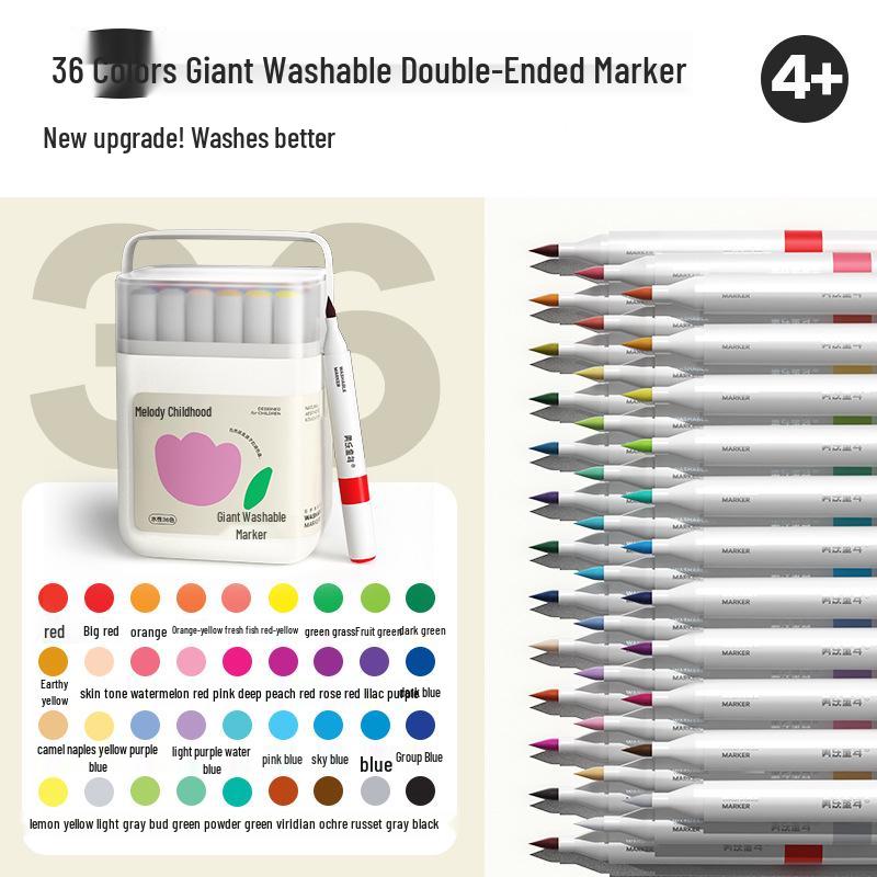 Meile Childhood Washable Double-Ended Marker Pen for Kids - Water-Based Art Drawing Tool
